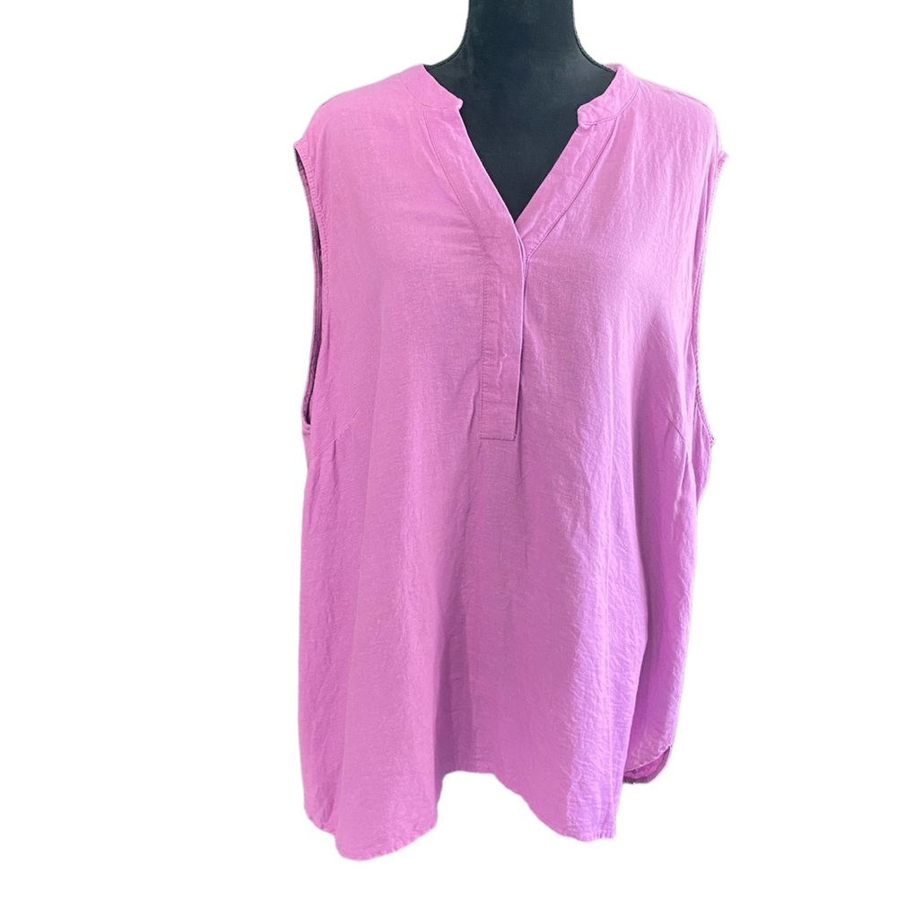 Anne Carson Women’s 3X Light Purple Linen Tank